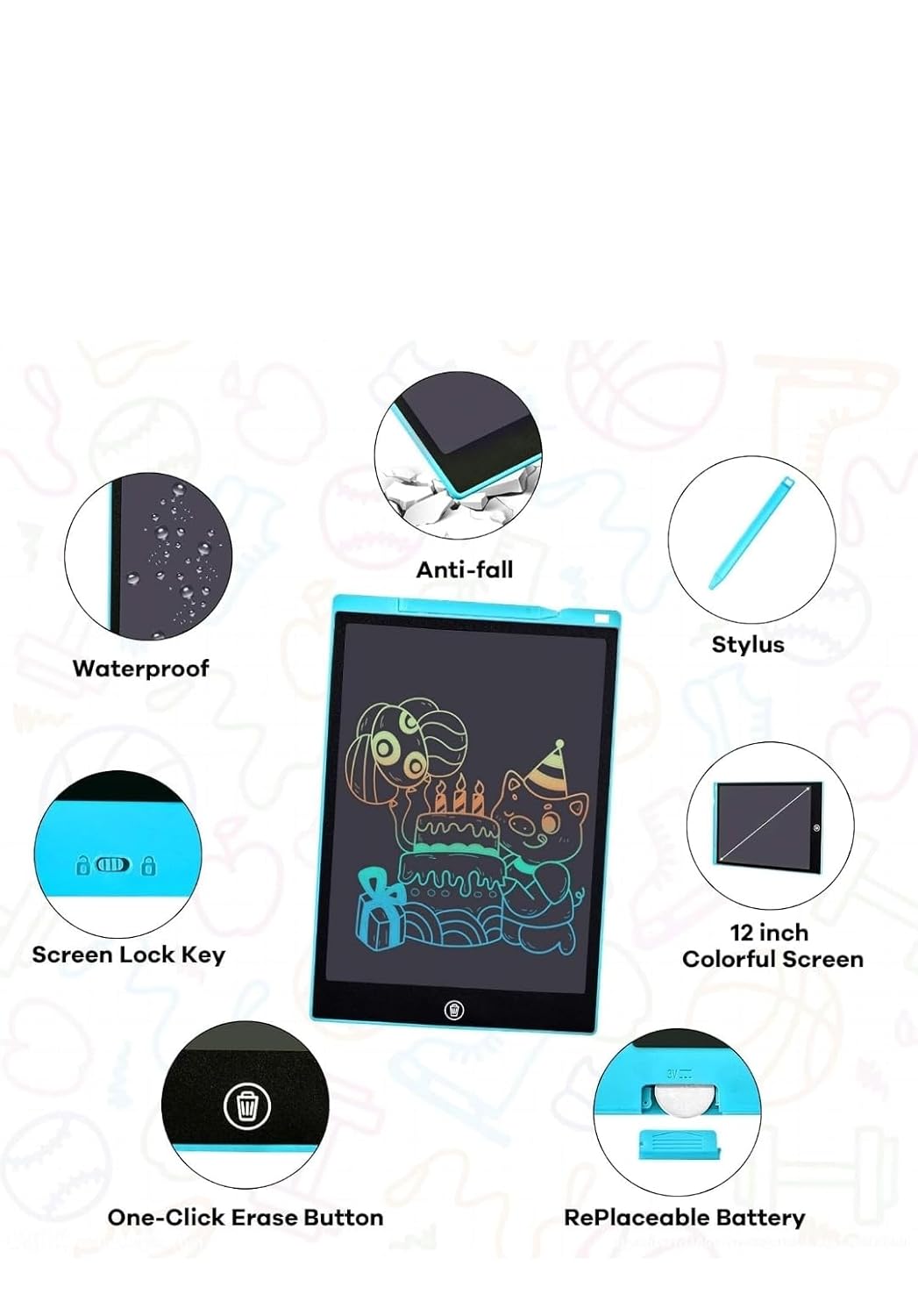 LCD Writing Tablet for Kids & Adults, Reusable Digital Drawing & Writing Pad with Stylus