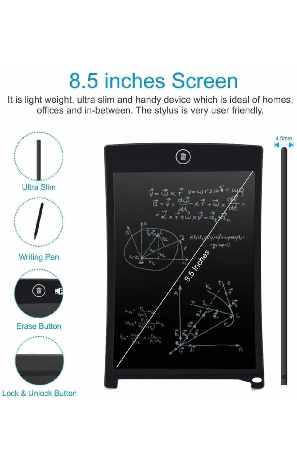 LCD Writing Tablet for Kids & Adults, Reusable Digital Drawing & Writing Pad with Stylus